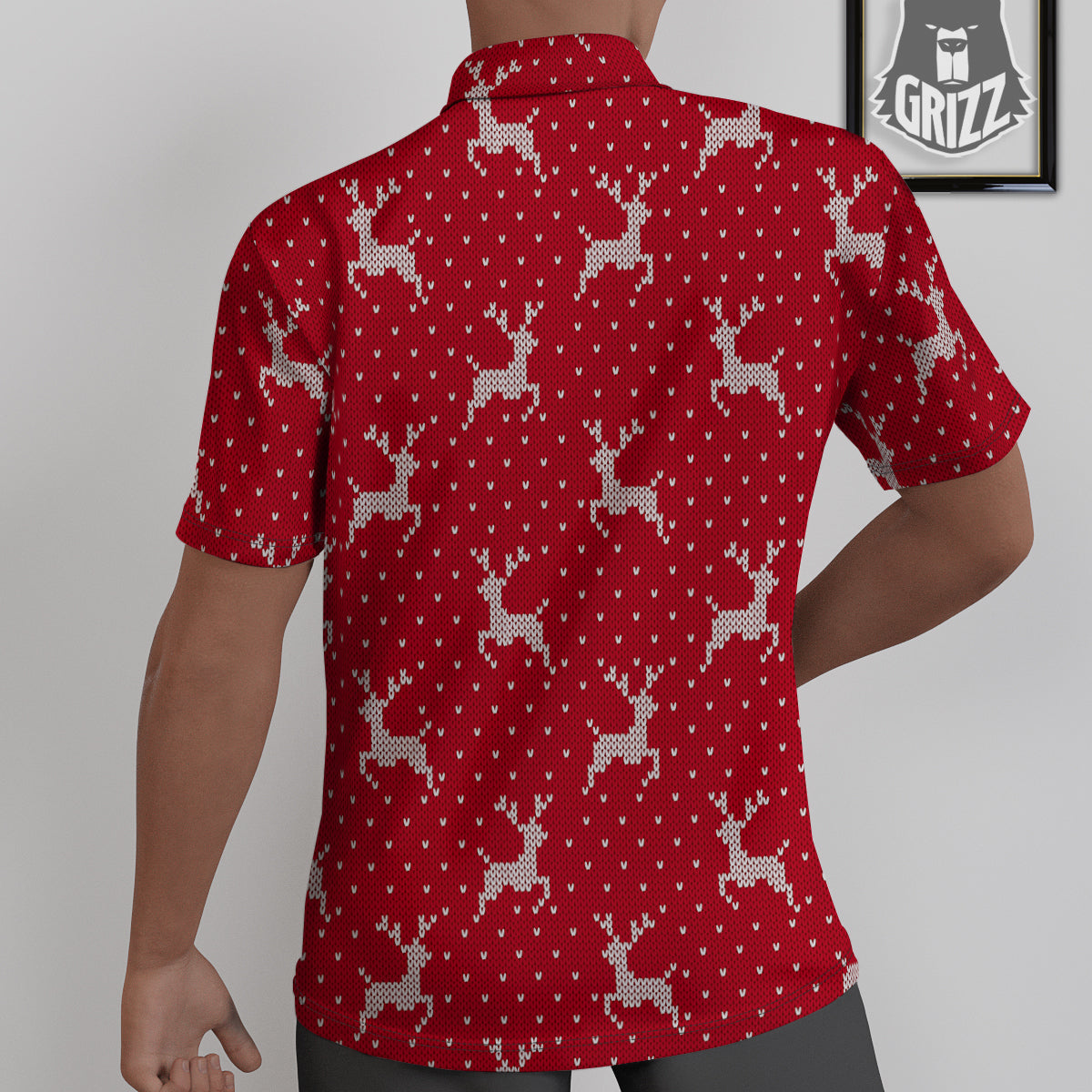 Knitted Deer Xmas Print Pattern Untucked Shirts-grizzshop