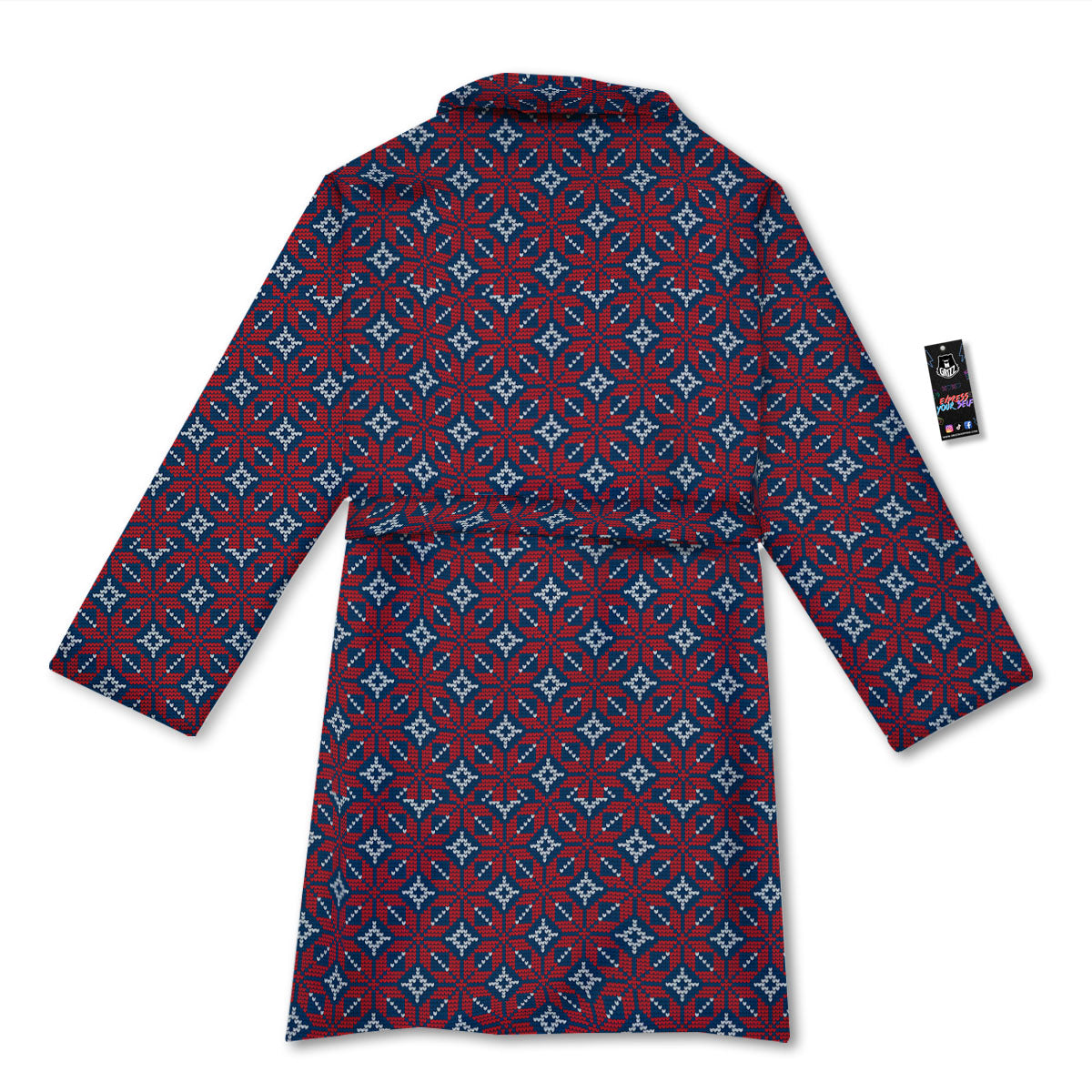 Knitted Flower Print Pattern Bathrobe-grizzshop