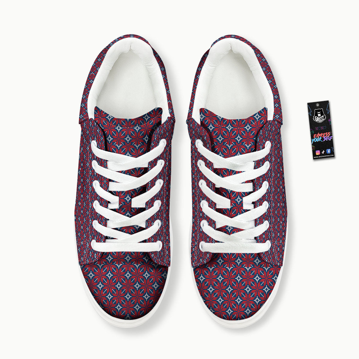 Knitted Flower Print Pattern Platform Shoes-grizzshop