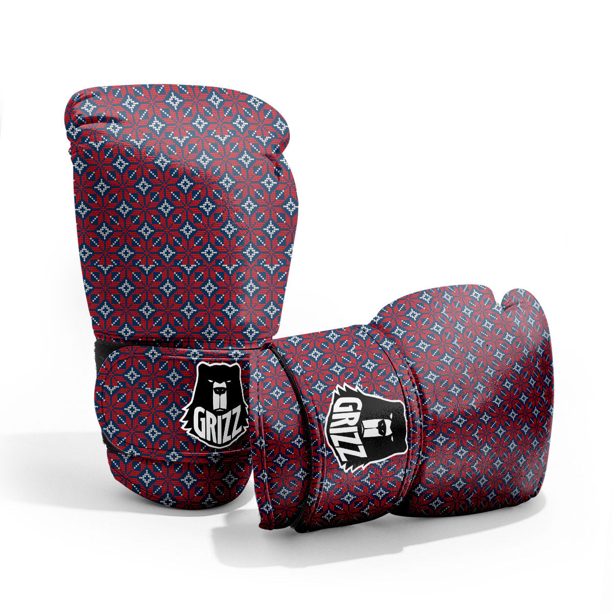 Knitted Flower Print Pattern Sparring Gloves-grizzshop