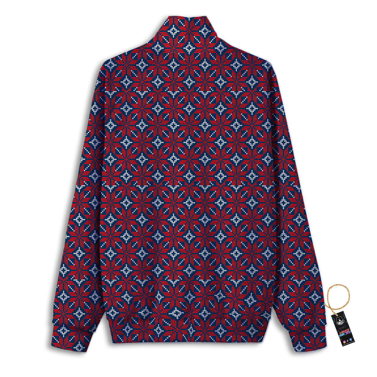 Knitted Flower Print Pattern Track Jacket-grizzshop