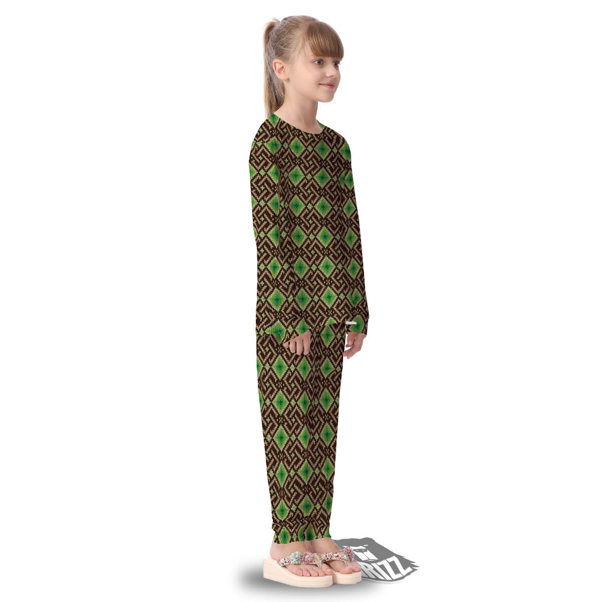 Knitted Geometric Print Pattern Kid's Pajamas-grizzshop