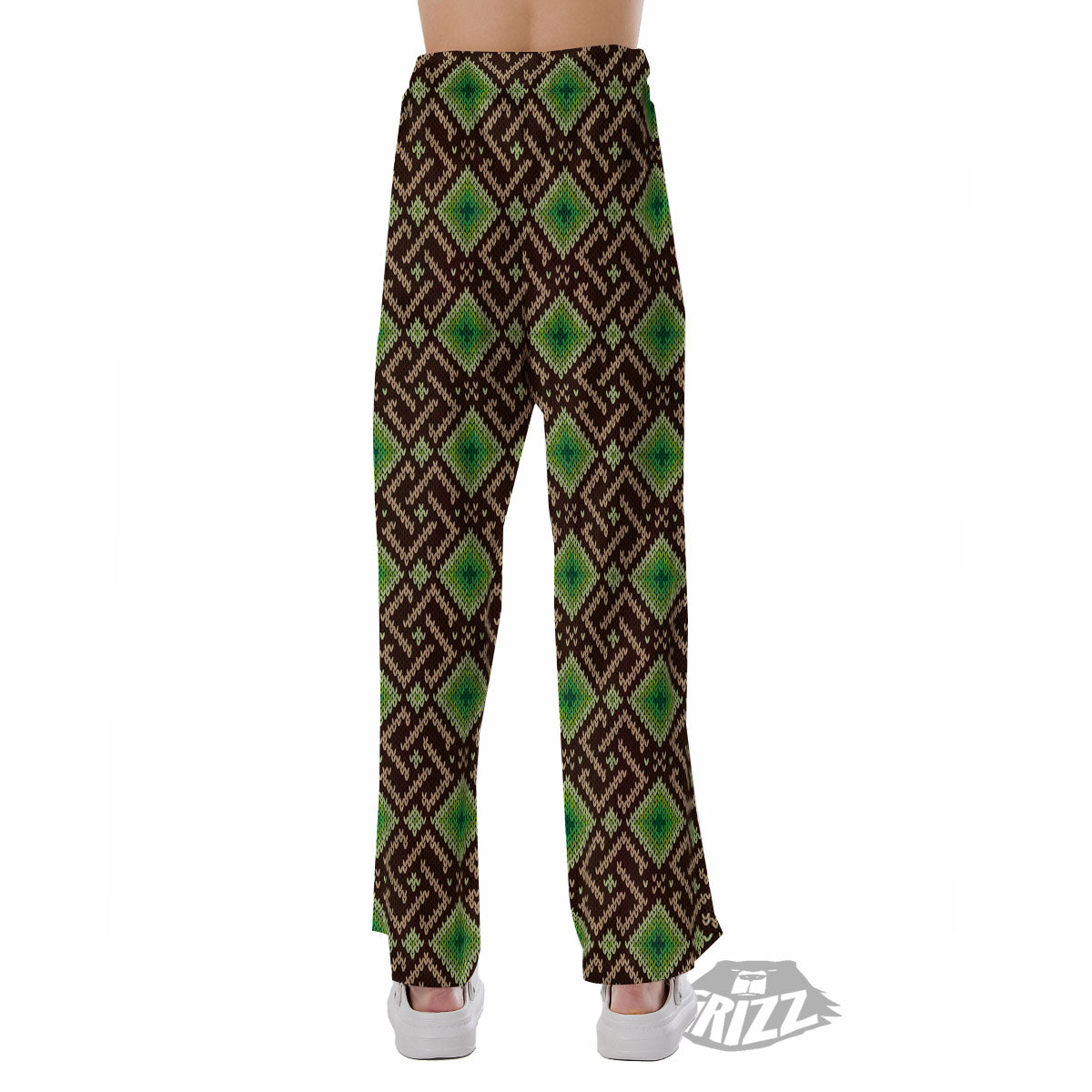 Knitted Geometric Print Pattern Pajama Pants-grizzshop