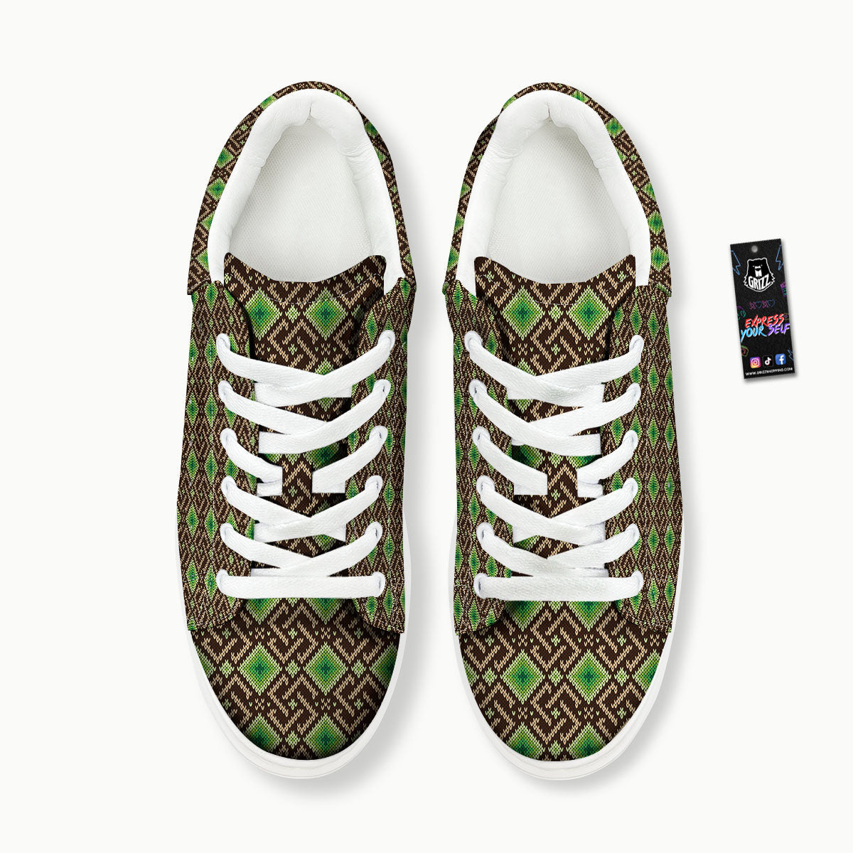 Knitted Geometric Print Pattern Platform Shoes-grizzshop