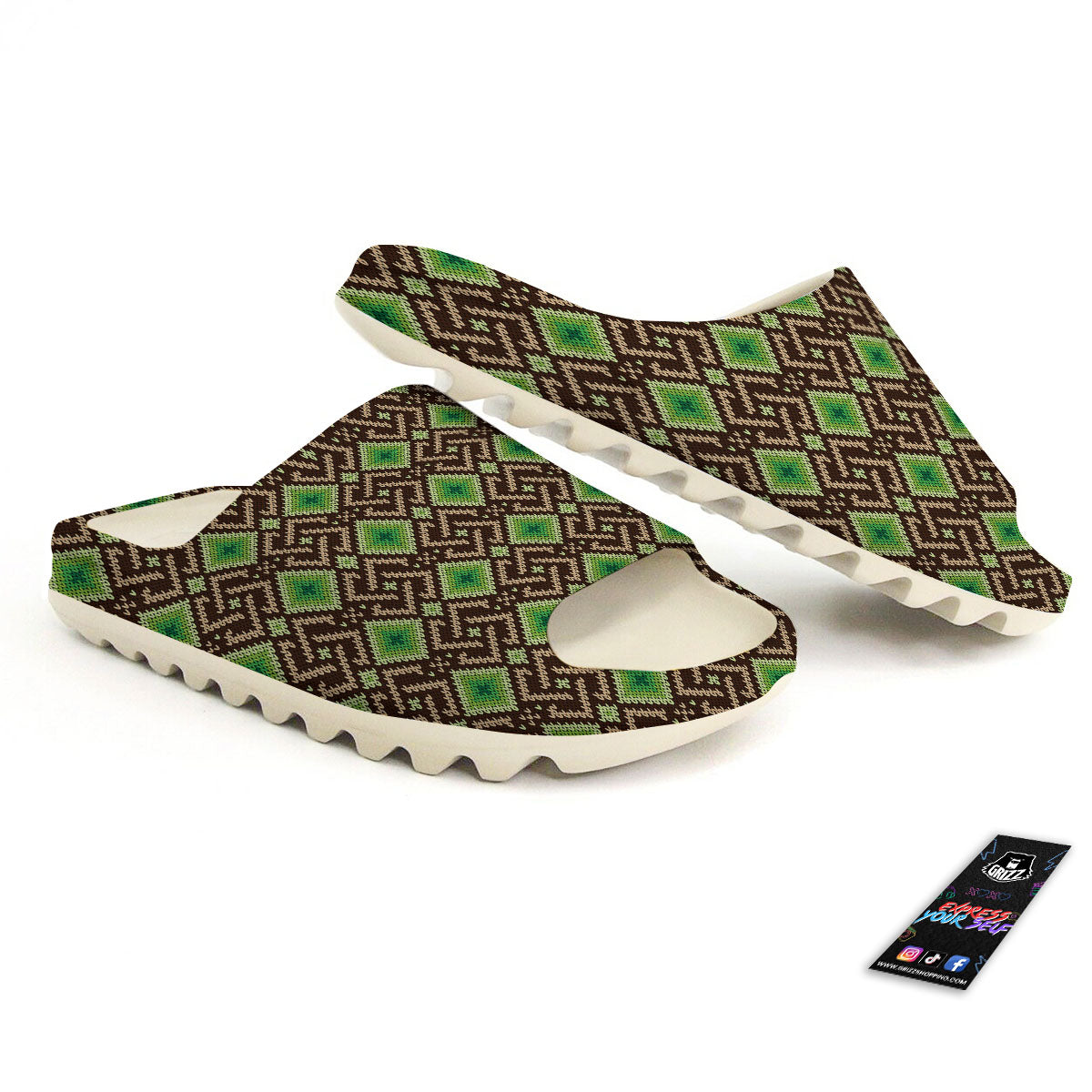 Knitted Geometric Print Pattern Sandals-grizzshop