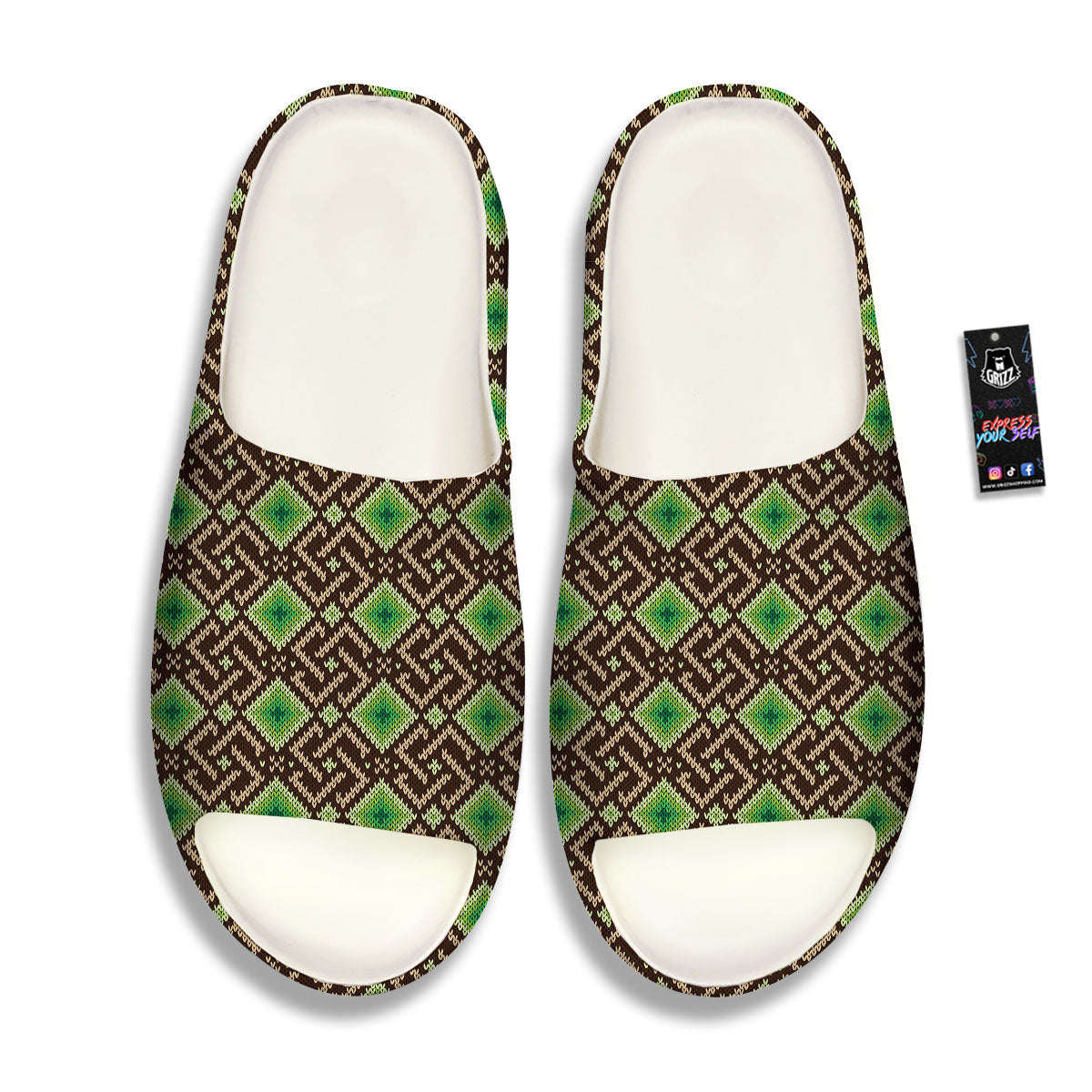Knitted Geometric Print Pattern Sandals-grizzshop