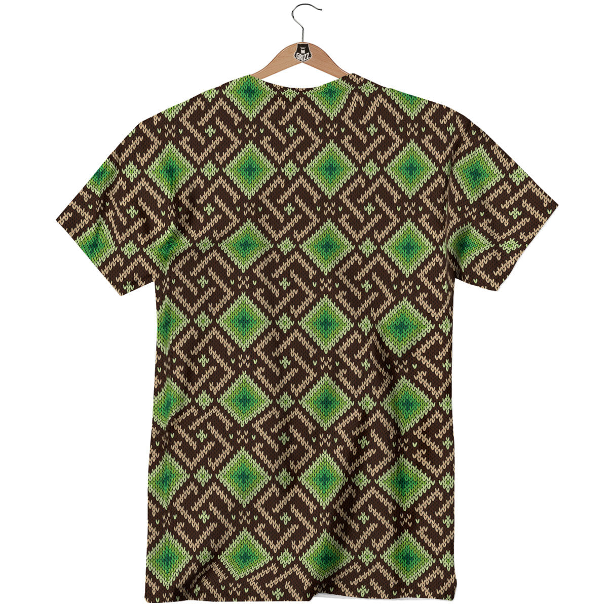 Knitted Geometric Print Pattern T-Shirt-grizzshop