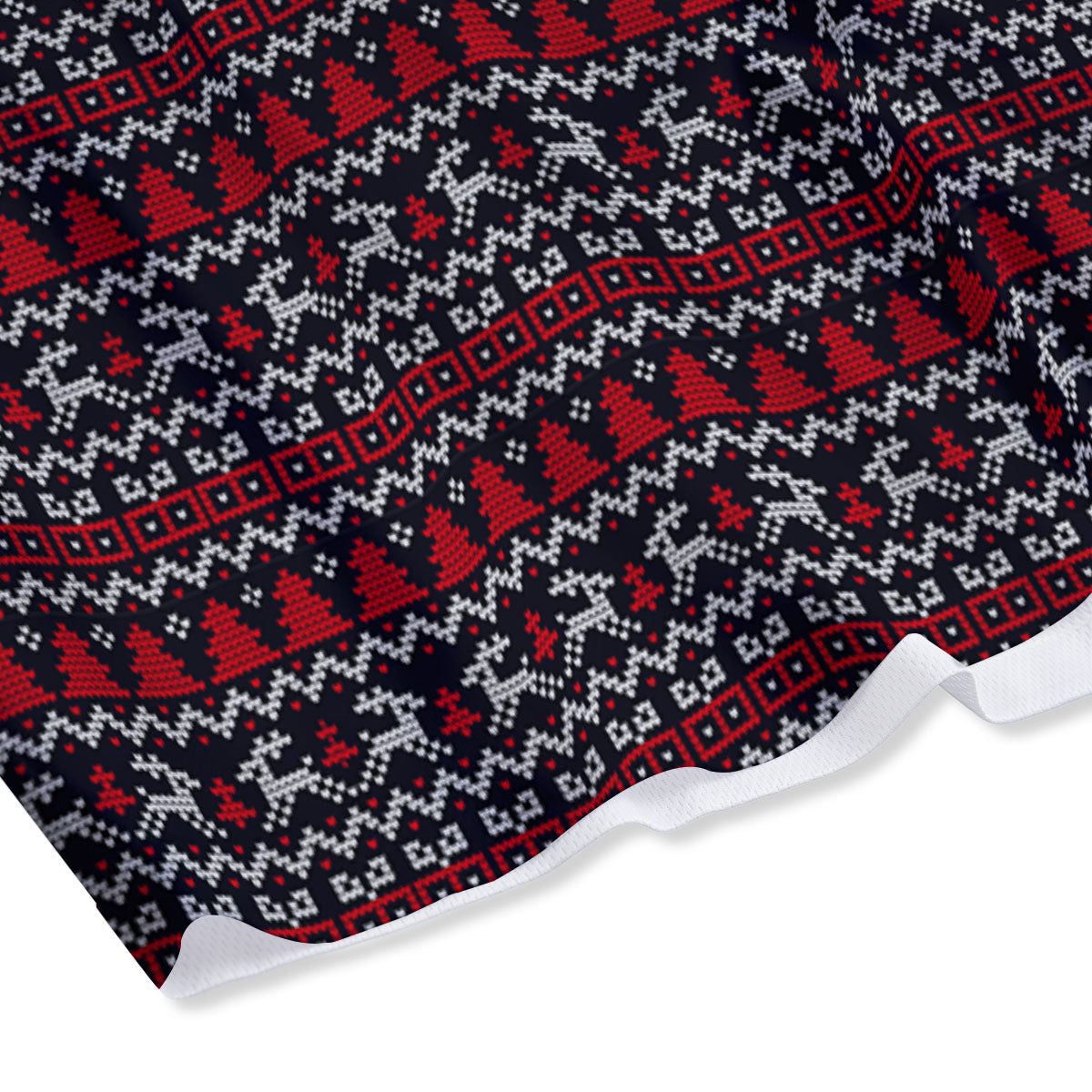 Knitted Geometric Xmas Print Pattern Mesh Shorts