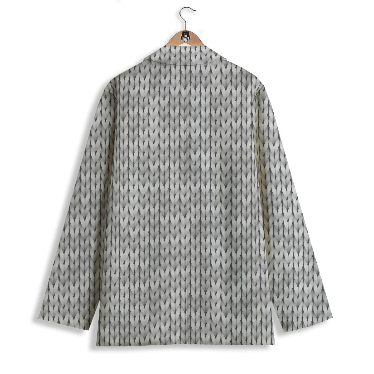 Knitted Grey Print Pattern Women's Blazer-grizzshop