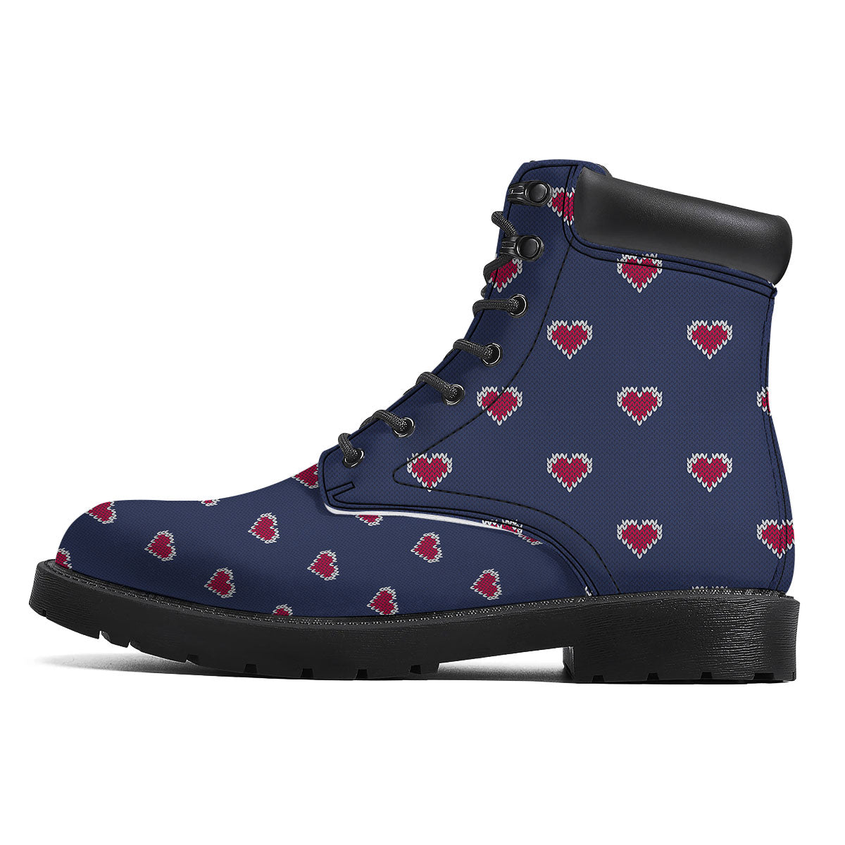 Knitted Heart Print Pattern Boots-grizzshop