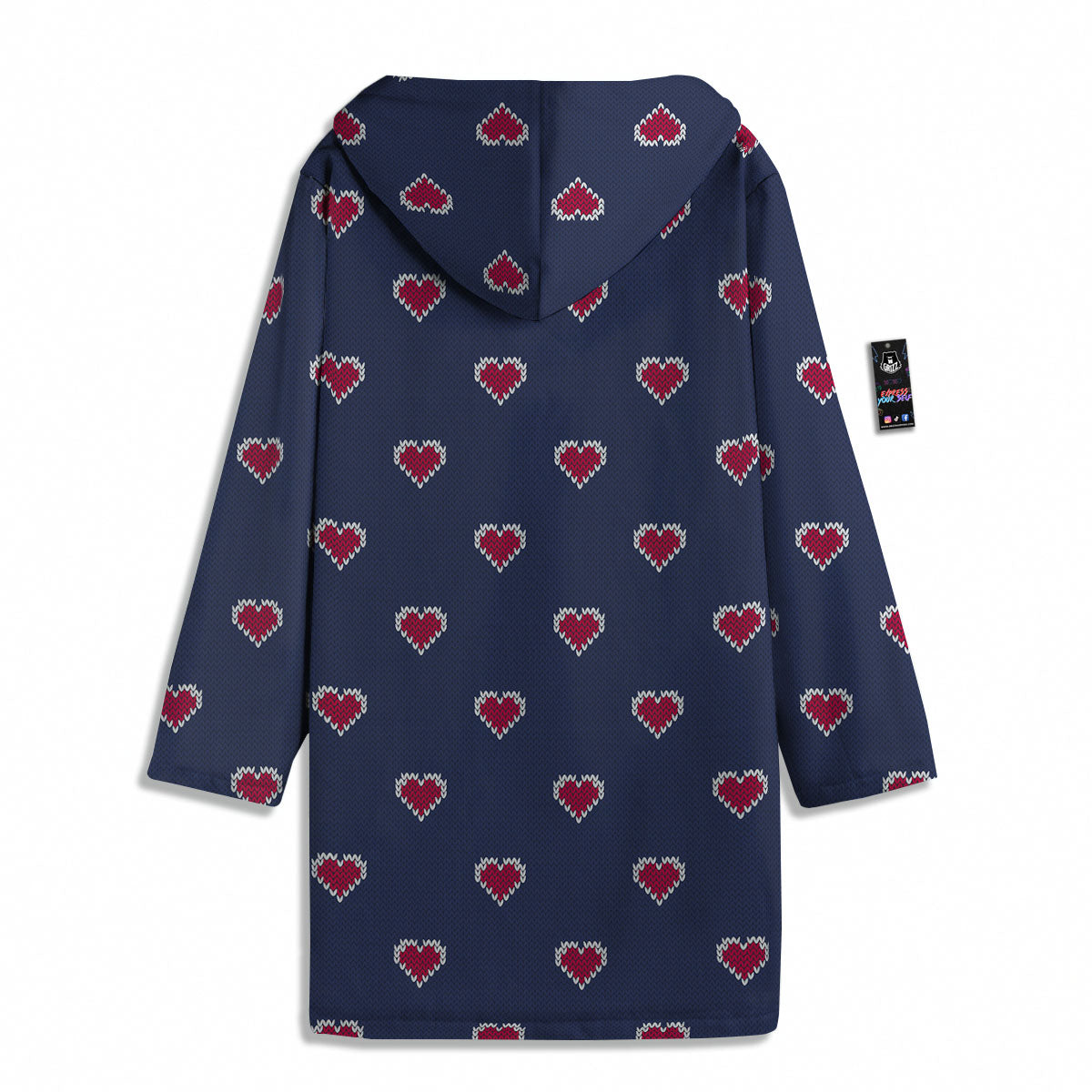 Knitted Heart Print Pattern Men's Windbreaker Jacket-grizzshop