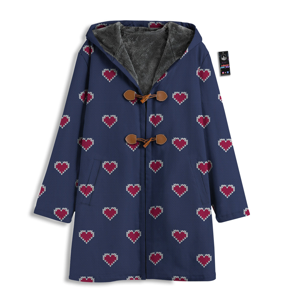 Knitted Heart Print Pattern Men's Windbreaker Jacket-grizzshop