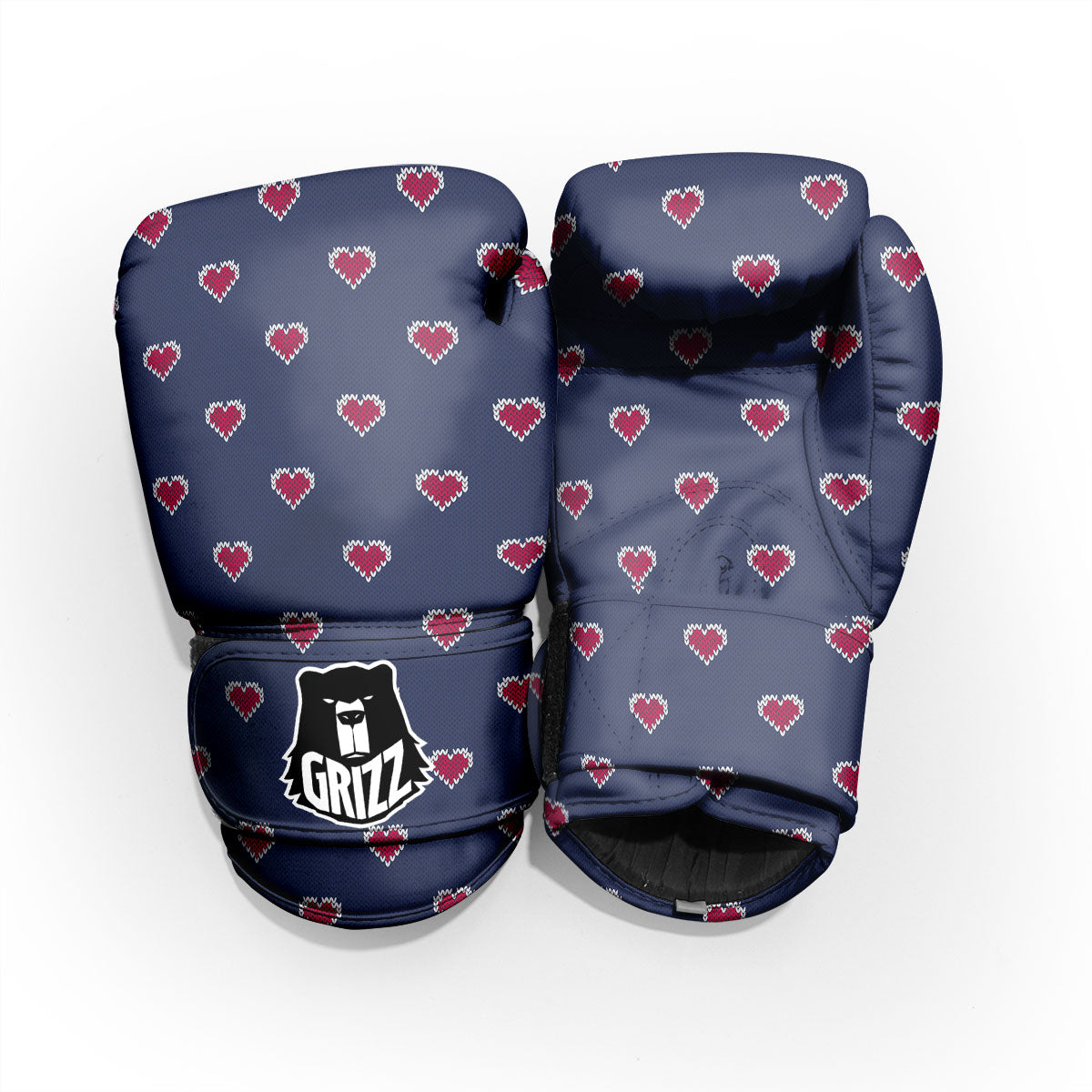 Knitted Heart Print Pattern Pro Boxing Glove