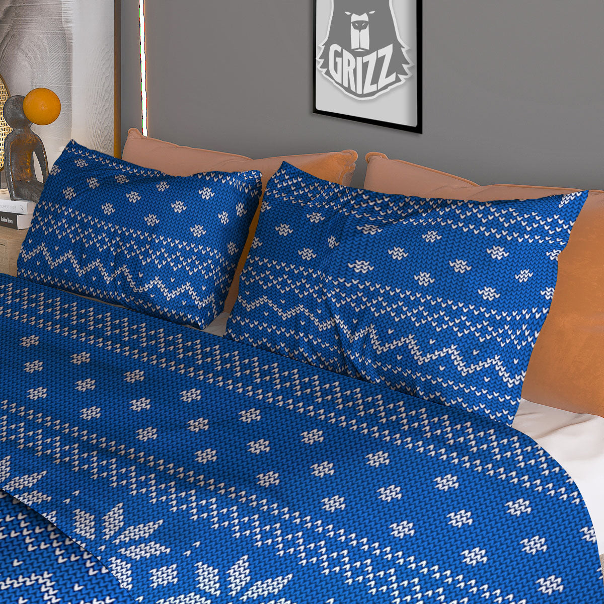 Knitted Holiday Winter Print Pattern Duvet Cover Bedding Set