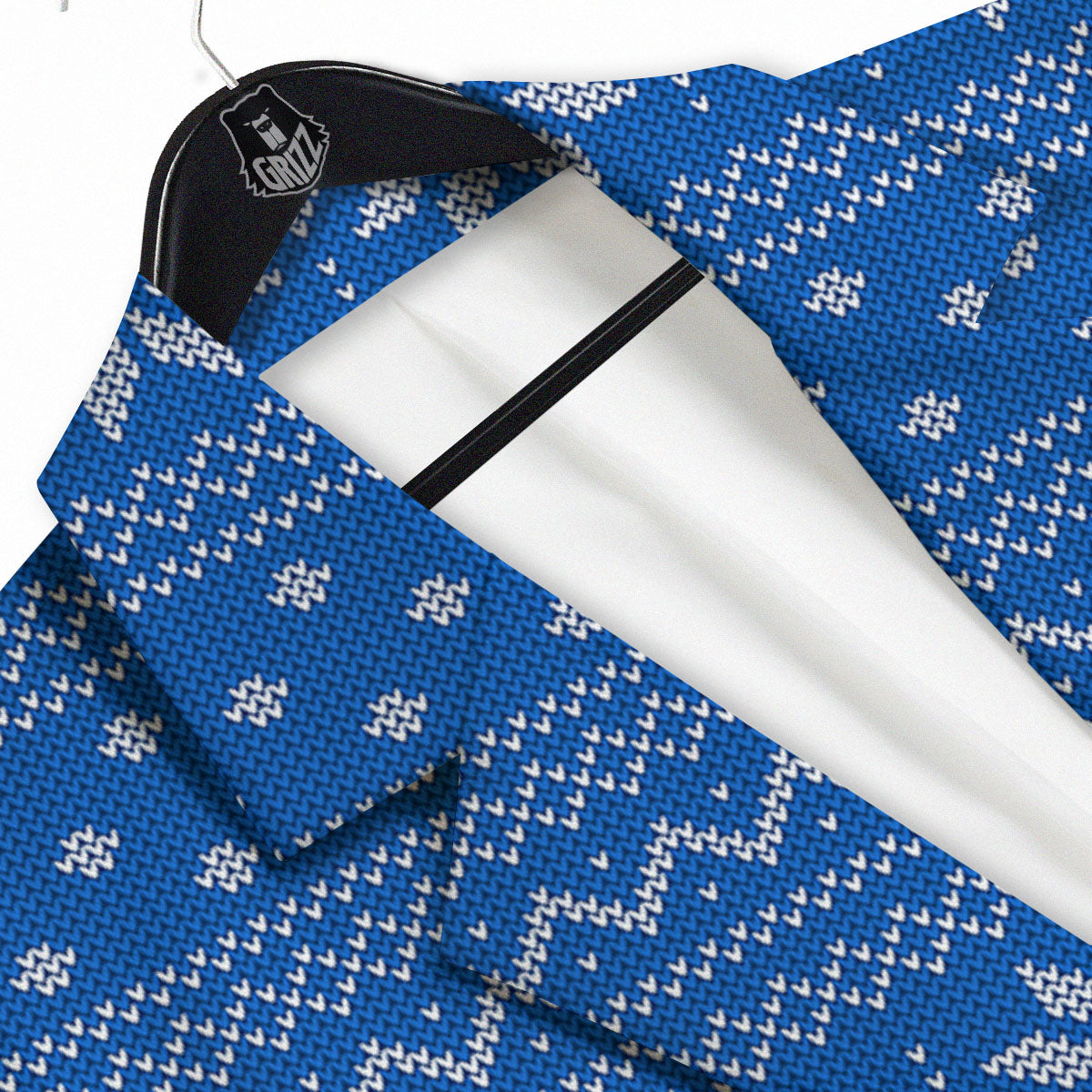 Knitted Holiday Winter Print Pattern Men's Sport Coat-grizzshop