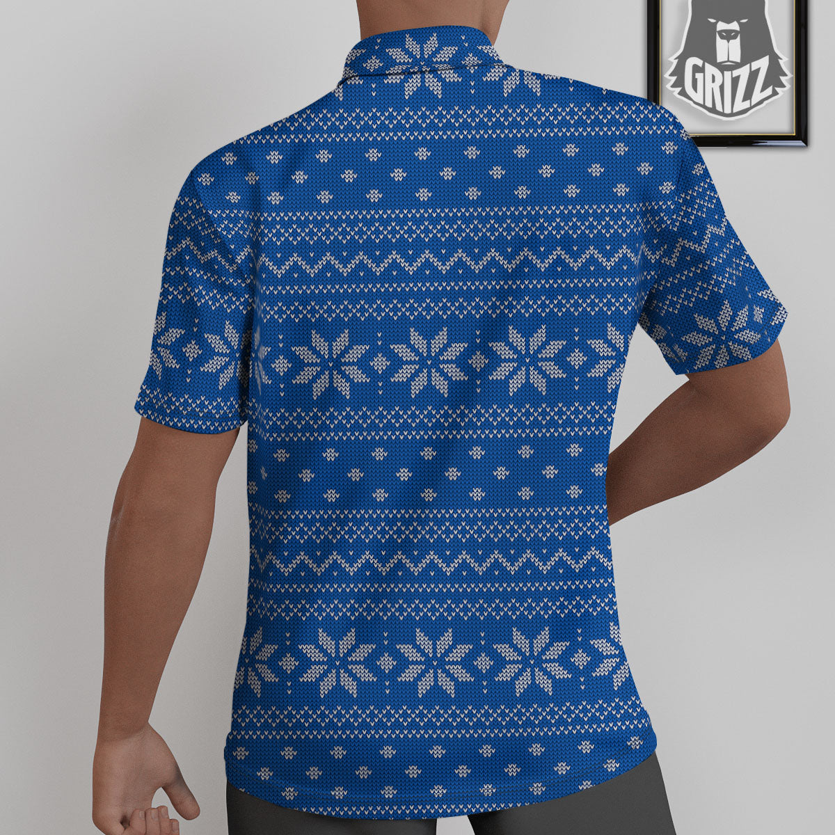 Knitted Holiday Winter Print Pattern Untucked Shirts-grizzshop