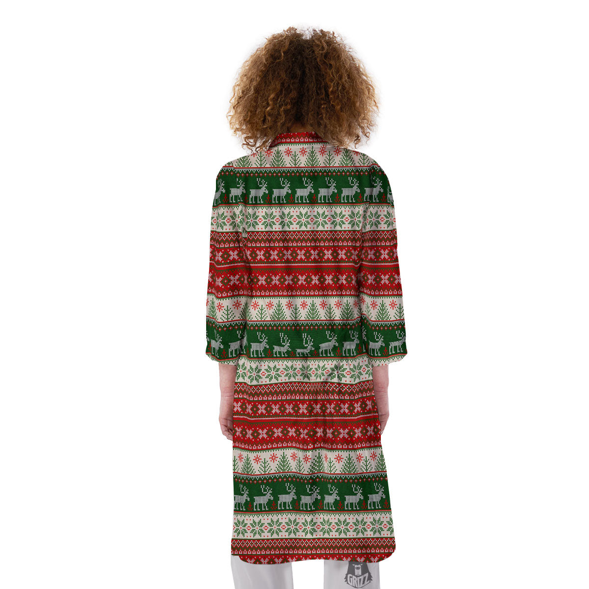 Knitted Merry Christmas Print Pattern Kimono-grizzshop