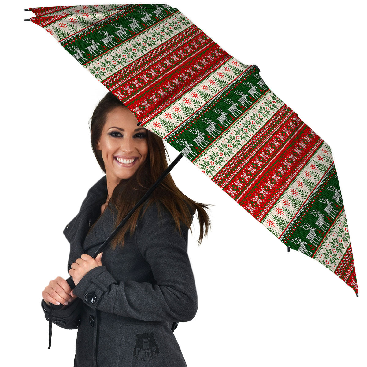 Knitted Merry Christmas Print Pattern Umbrella-grizzshop