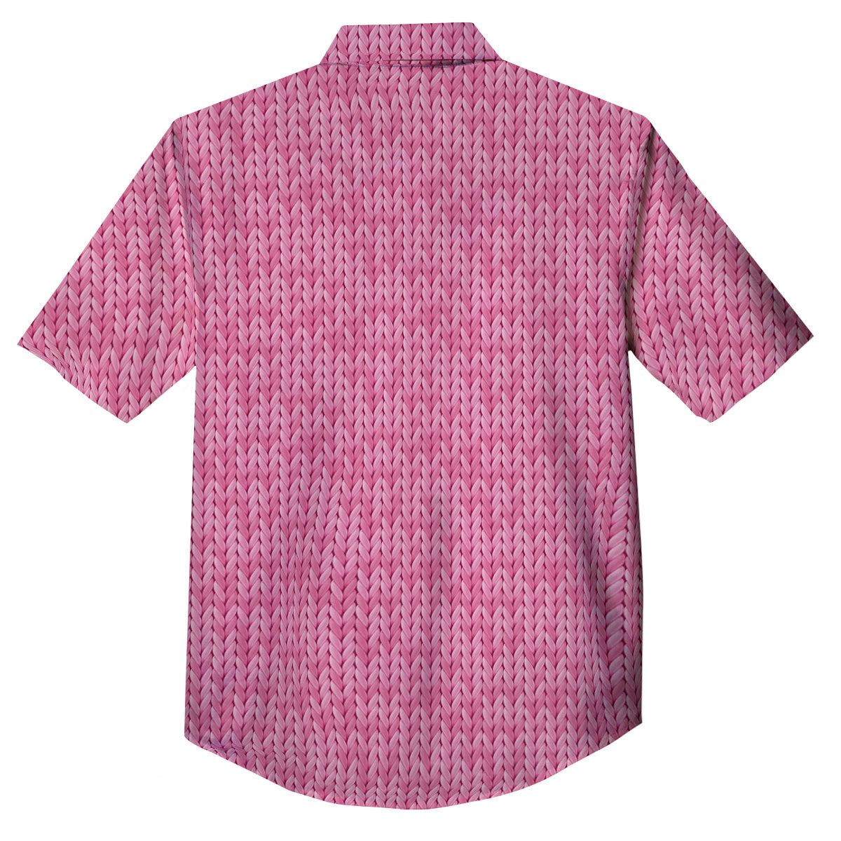 Knitted Pink Print Pattern Button Up Shirt-grizzshop