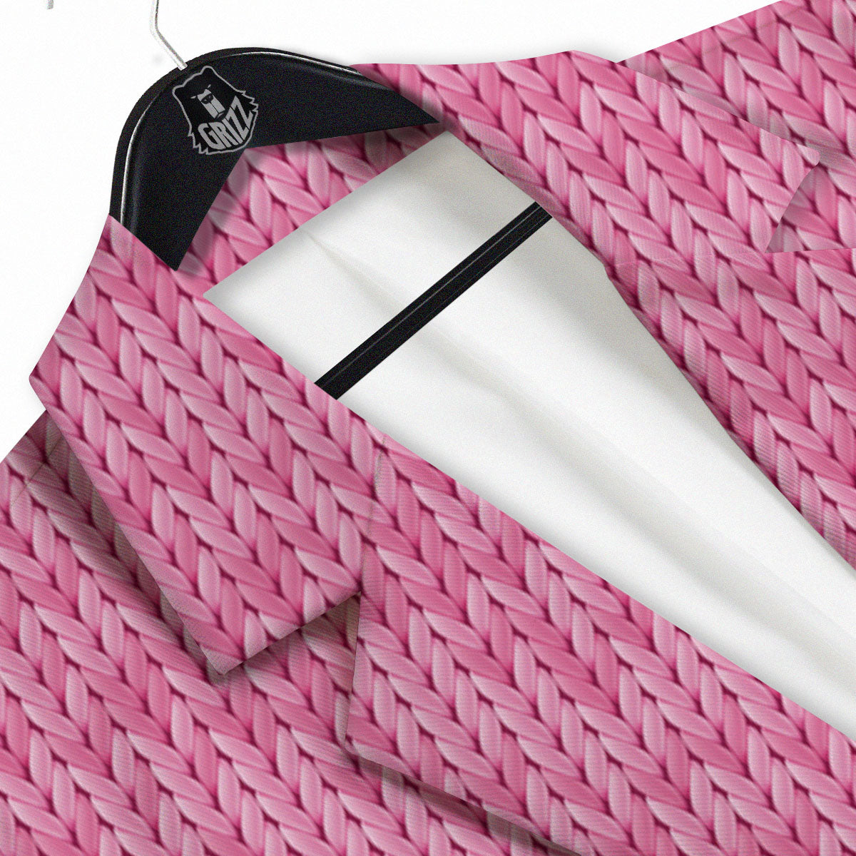 Knitted Pink Print Pattern Men's Sport Coat-grizzshop