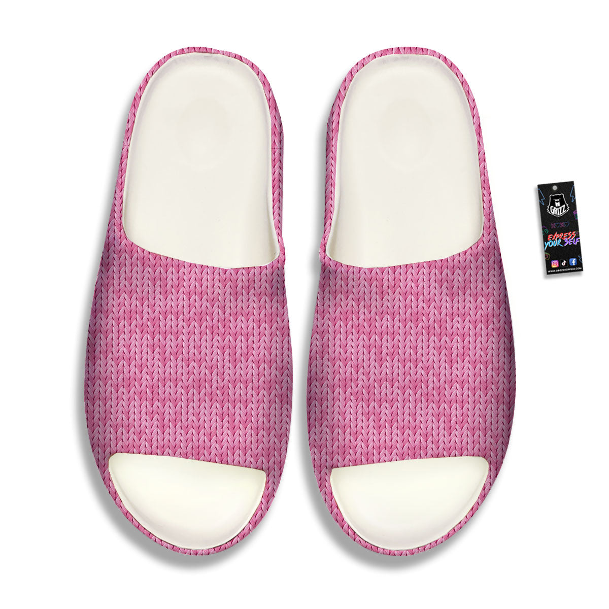 Knitted Pink Print Pattern Sandals-grizzshop