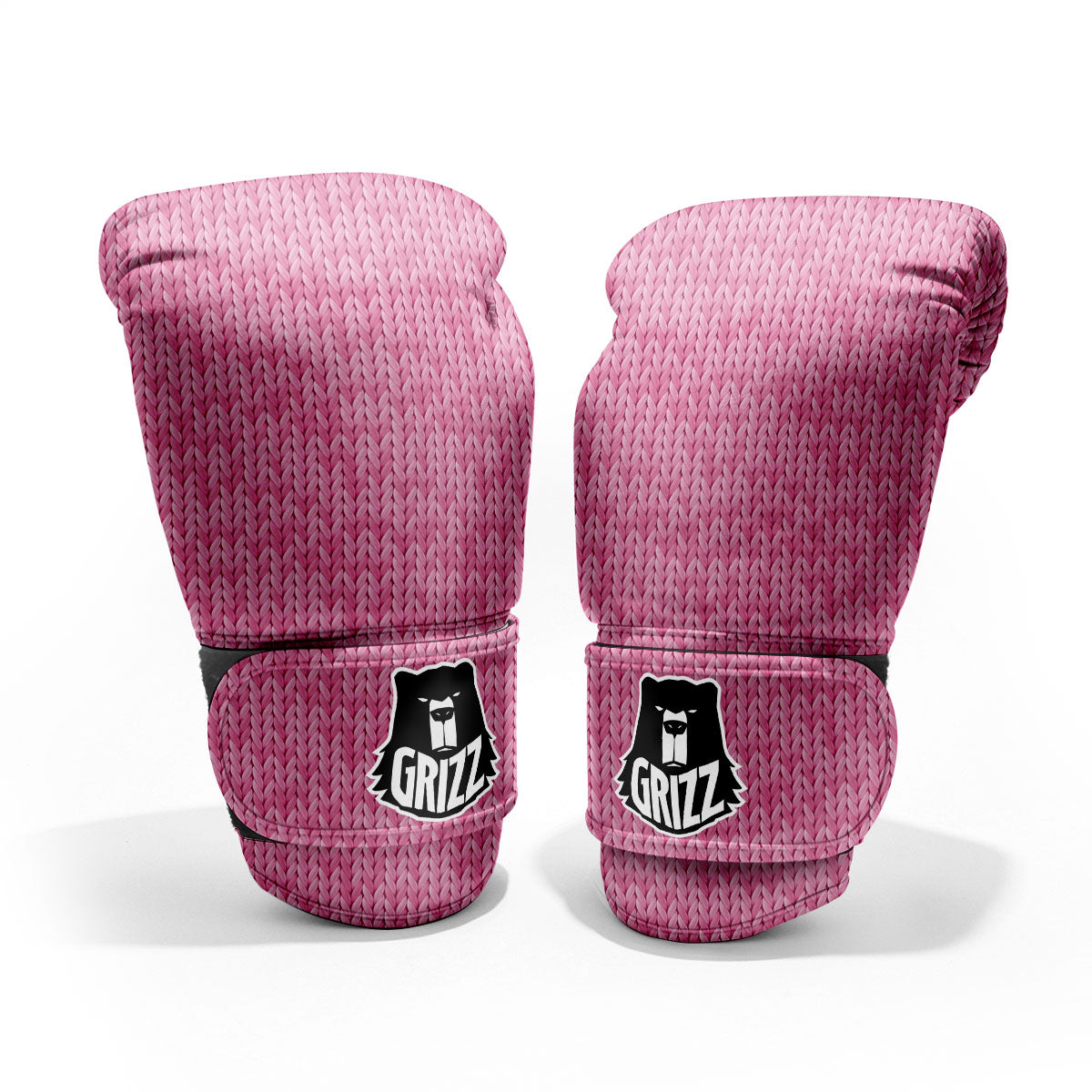 Knitted Pink Print Pattern Pro Boxing Glove