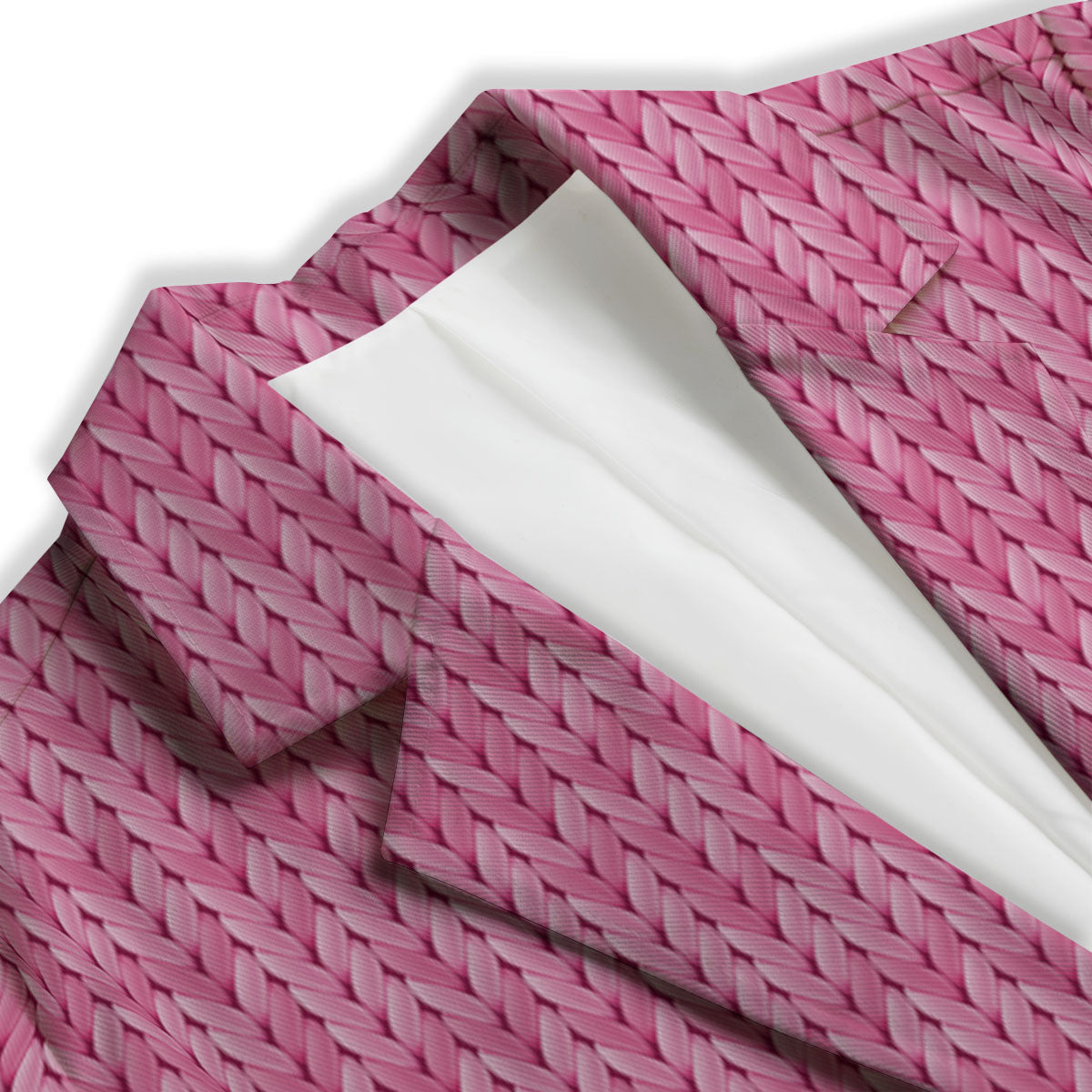 Knitted Pink Print Pattern Women's Blazer-grizzshop