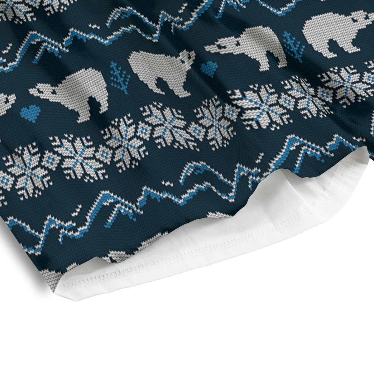 Knitted Polar Bear Print Pattern Men's Athletic Shorts