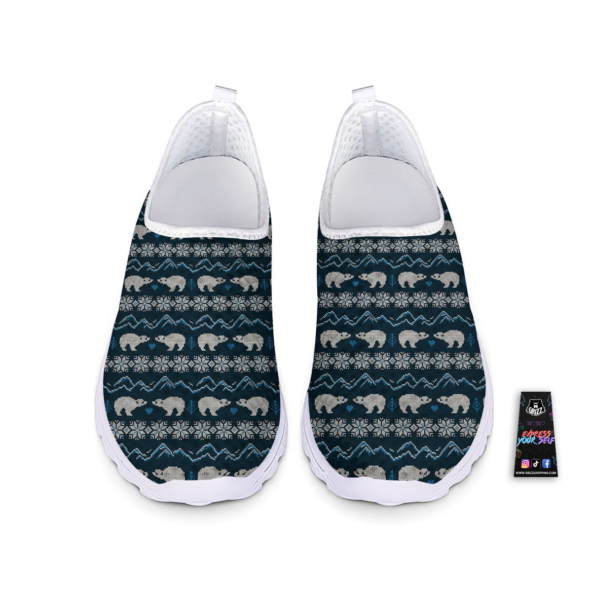Knitted Polar Bear Print Pattern Nurse Shoes-grizzshop