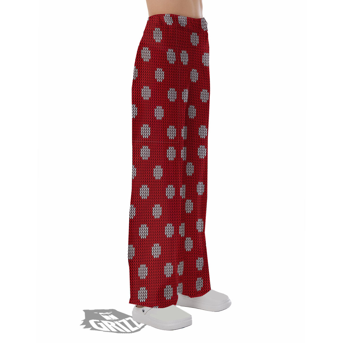 Knitted Polka Dot Print Pattern Pajama Pants-grizzshop