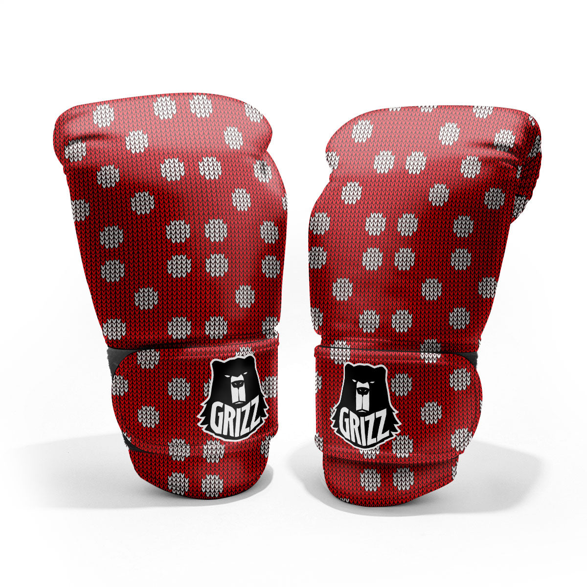 Knitted Polka Dot Print Pattern Pro Boxing Glove