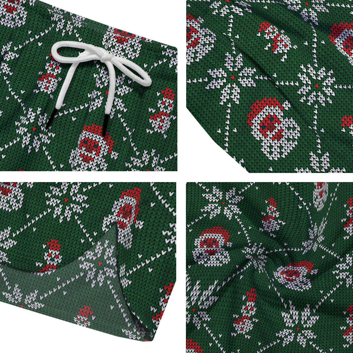 Knitted Santa Claus Print Pattern Men's Running Shorts-grizzshop