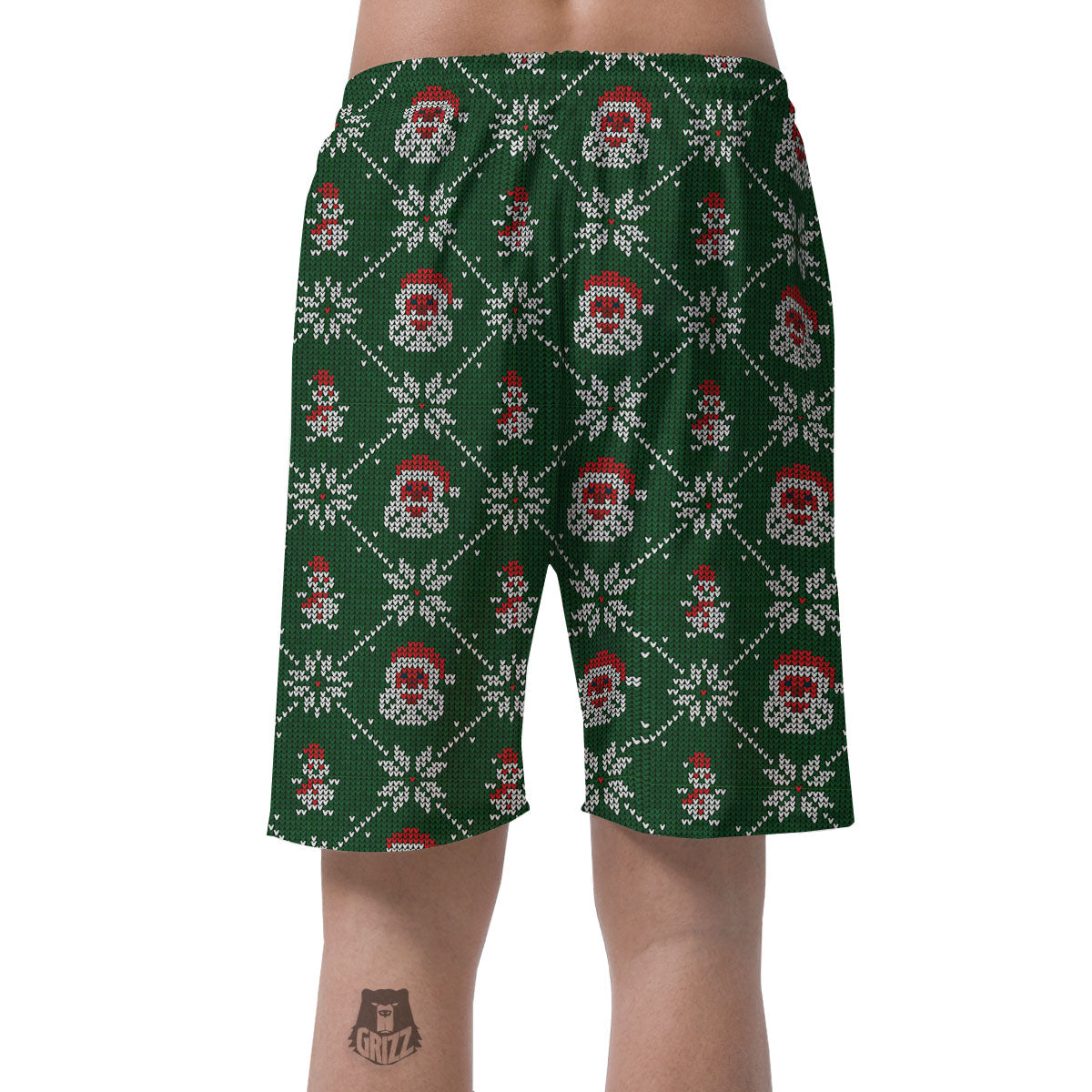 Knitted Santa Claus Print Pattern Men's Shorts-grizzshop