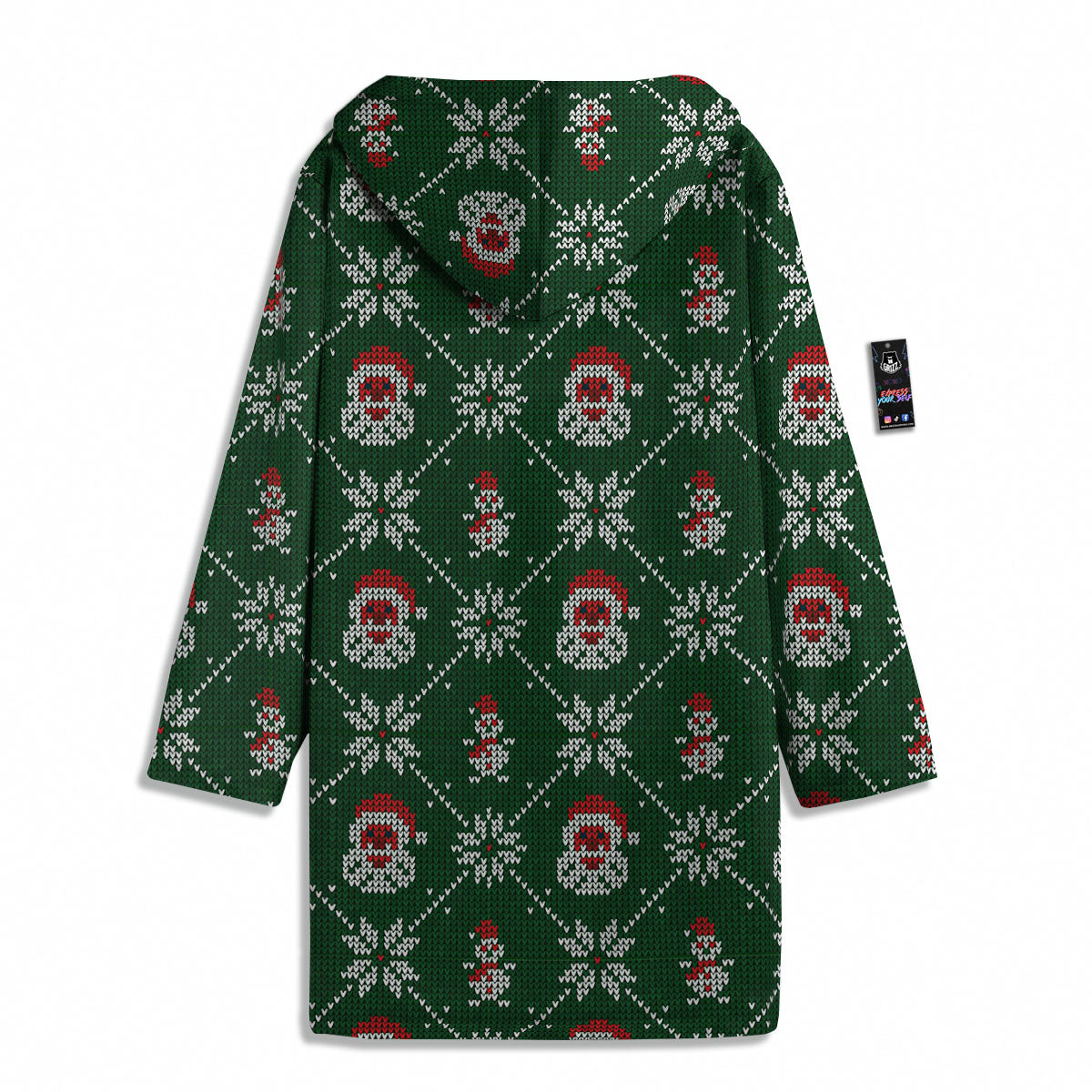 Knitted Santa Claus Print Pattern Men's Windbreaker Jacket-grizzshop