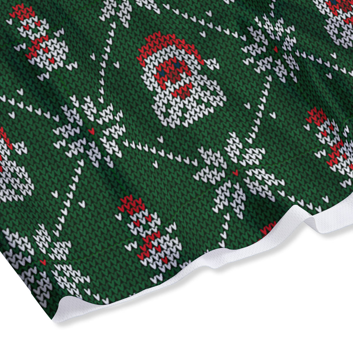 Knitted Santa Claus Print Pattern Mesh Shorts
