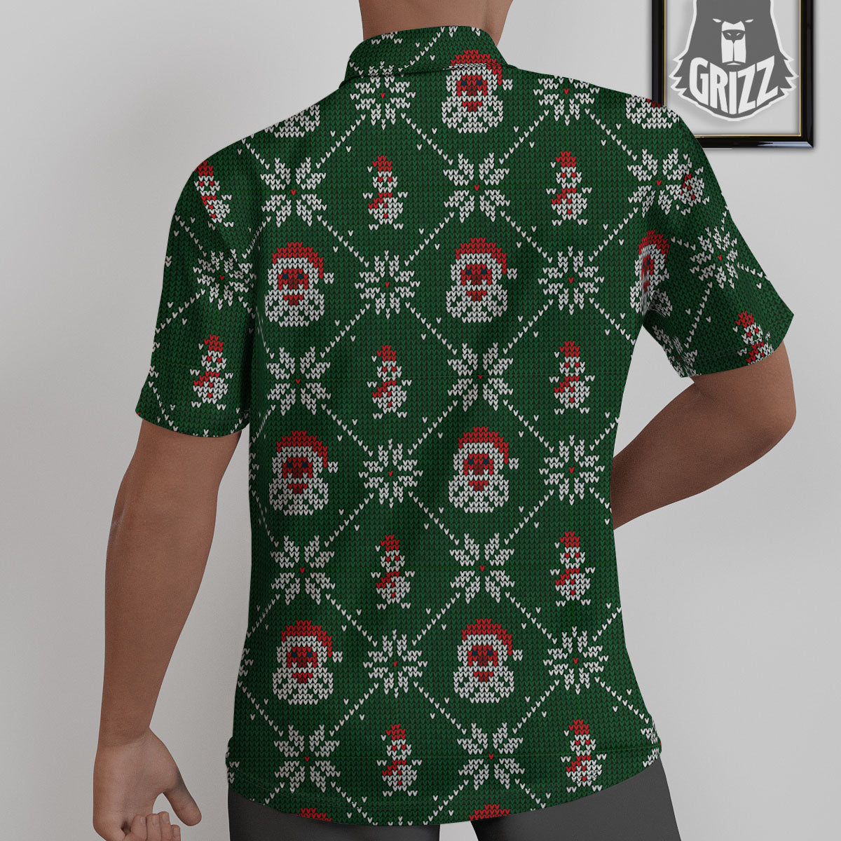 Knitted Santa Claus Print Pattern Untucked Shirts-grizzshop
