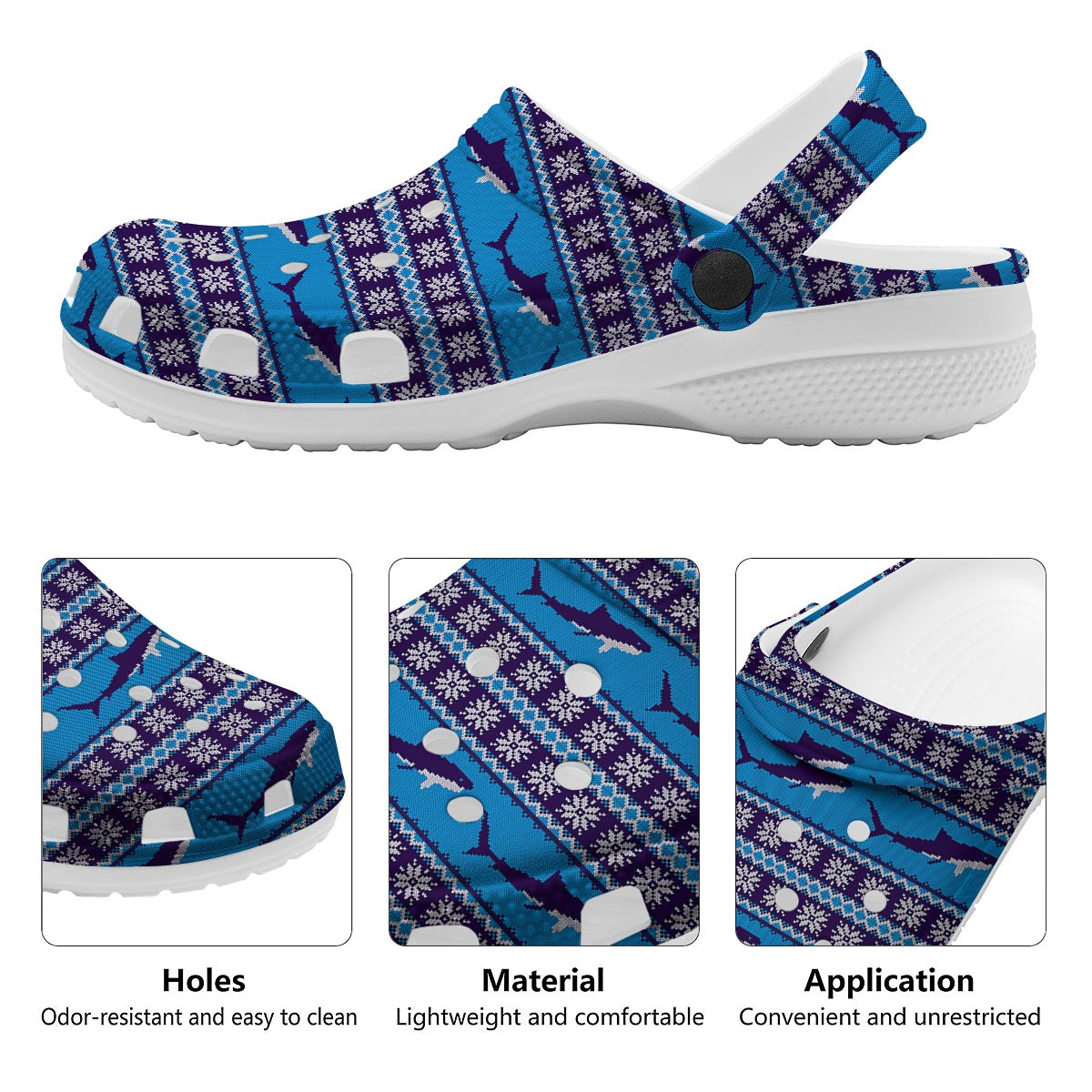 Knitted Shark Print Pattern Clog-grizzshop
