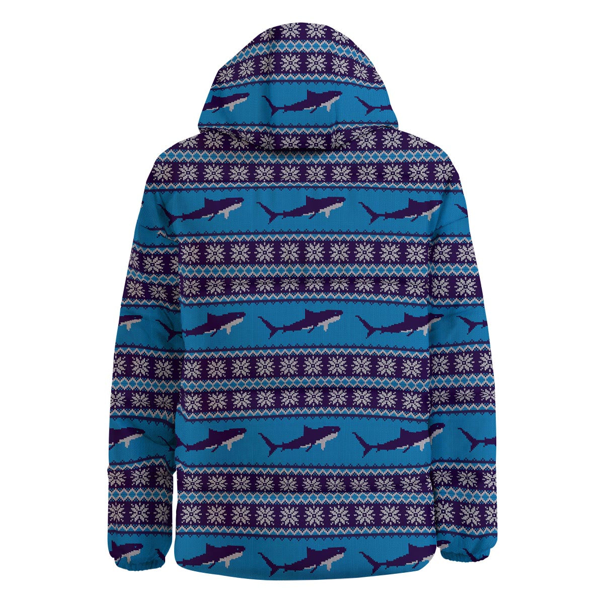 Knitted Shark Print Pattern Down Jacket-grizzshop