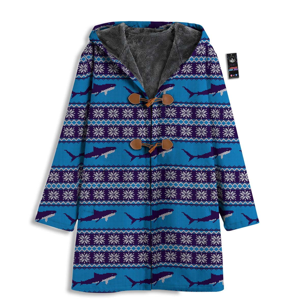 Knitted Shark Print Pattern Men's Windbreaker Jacket-grizzshop