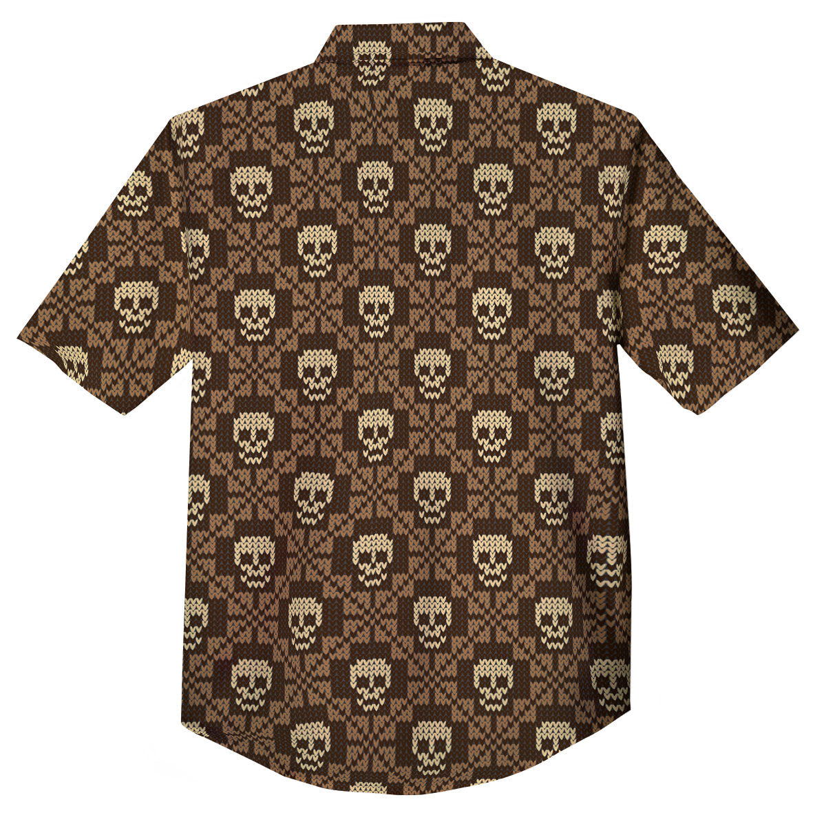 Knitted Skull Print Pattern Button Up Shirt-grizzshop