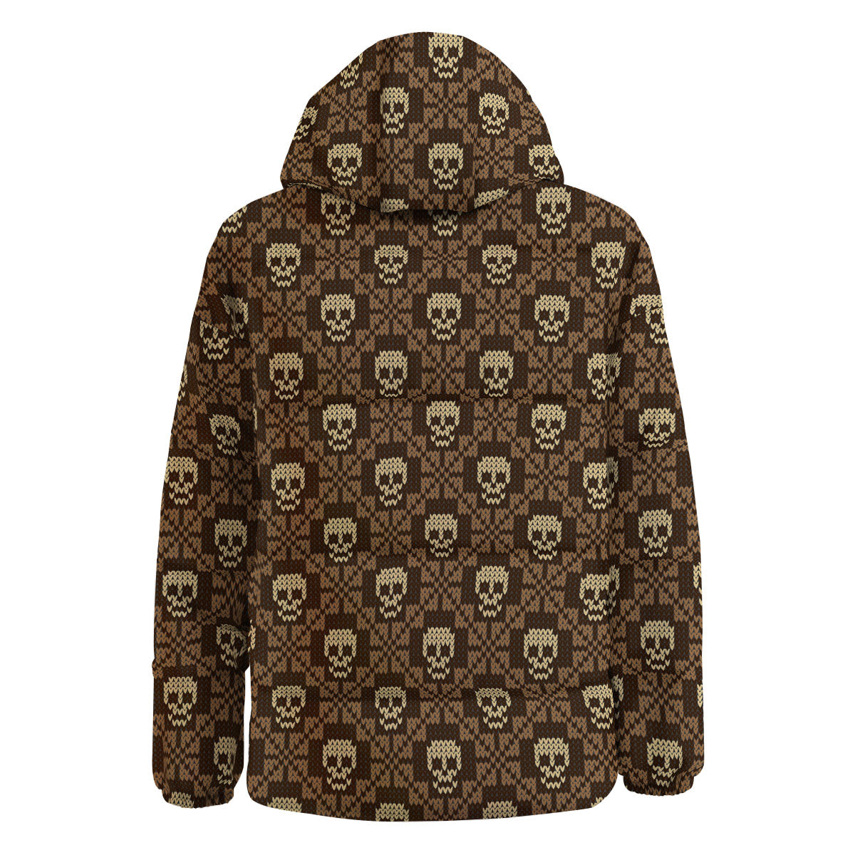 Knitted Skull Print Pattern Down Jacket-grizzshop