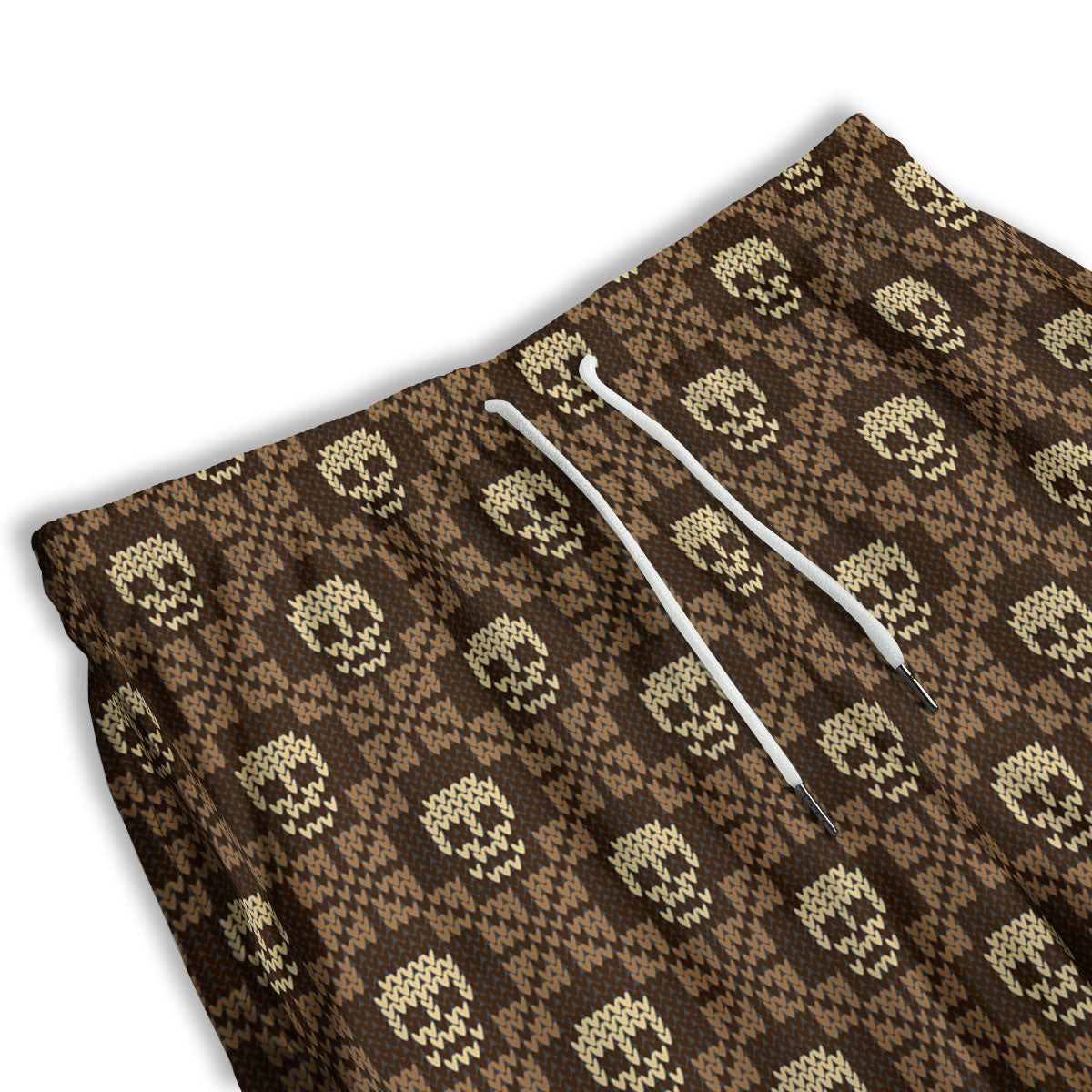 Knitted Skull Print Pattern Men's Athletic Shorts