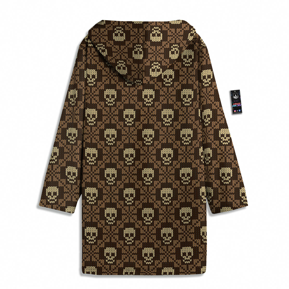 Knitted Skull Print Pattern Men's Windbreaker Jacket-grizzshop