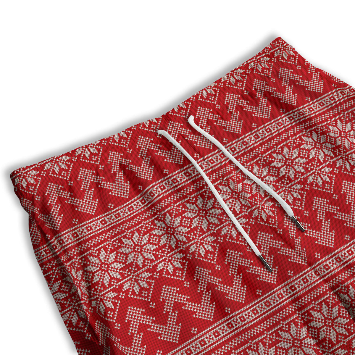 Knitted Snow Flower Print Pattern Men's Athletic Shorts
