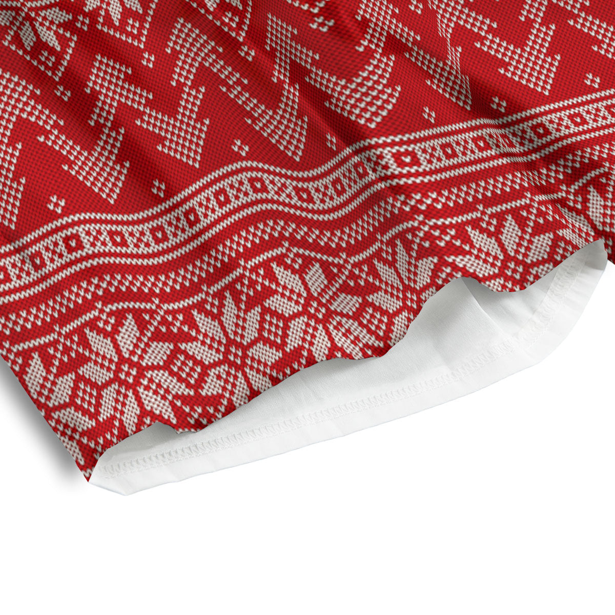 Knitted Snow Flower Print Pattern Men's Athletic Shorts