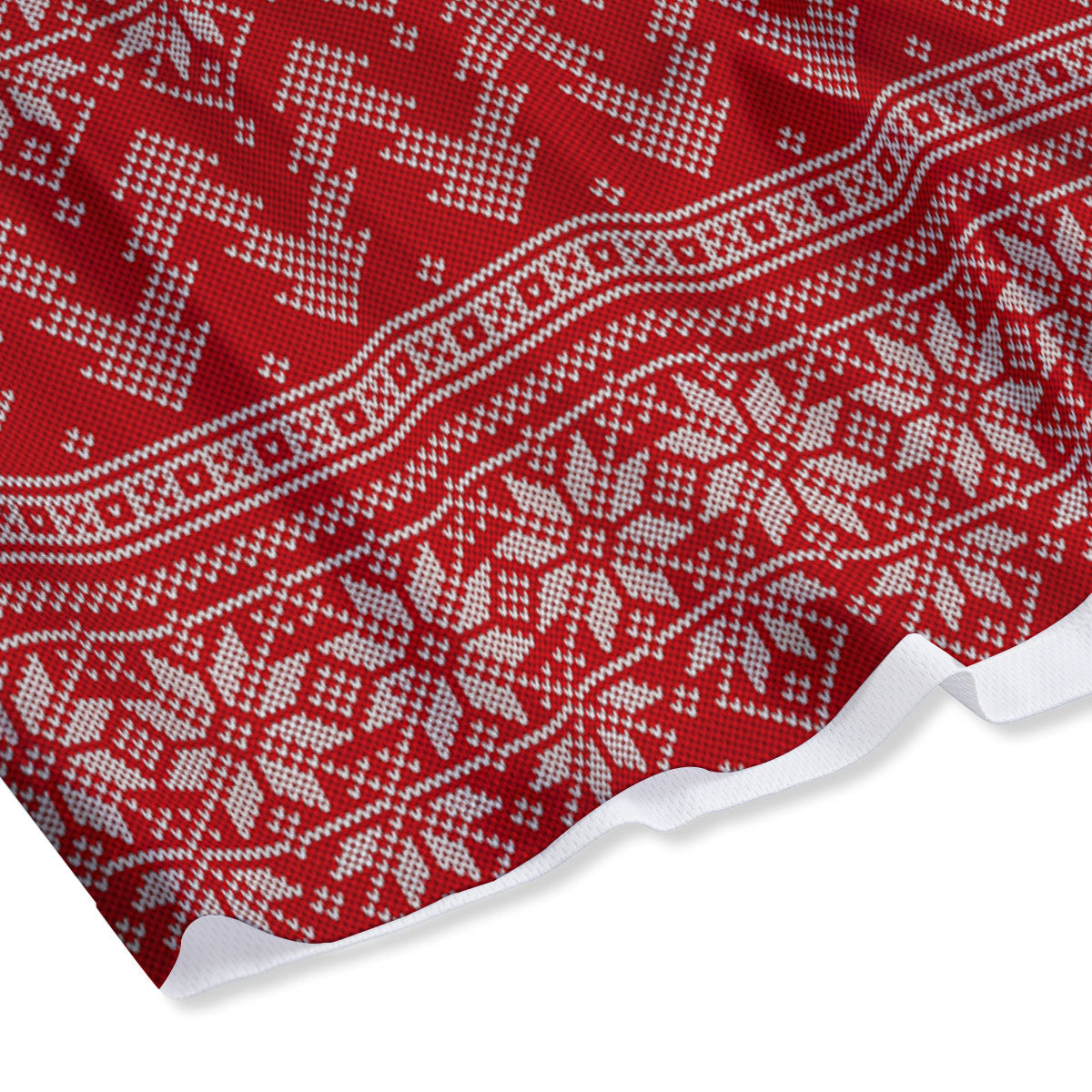 Knitted Snow Flower Print Pattern Mesh Shorts