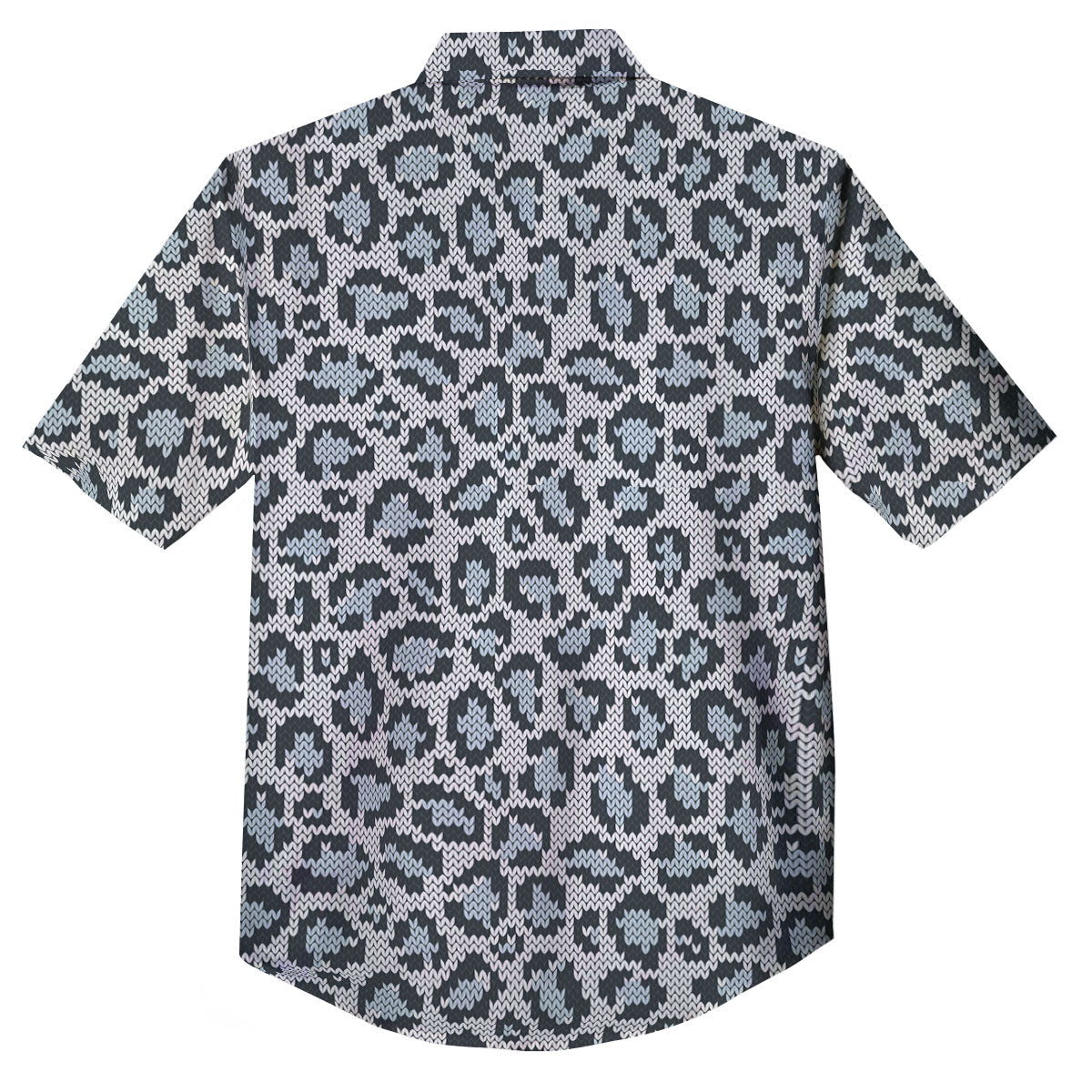 Knitted Snow Leopard Print Pattern Button Up Shirt-grizzshop