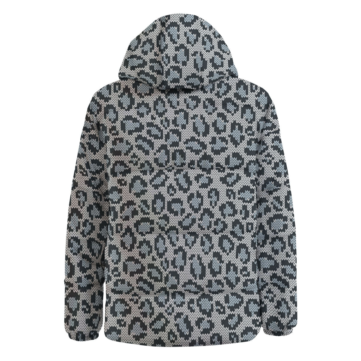 Knitted Snow Leopard Print Pattern Down Jacket-grizzshop