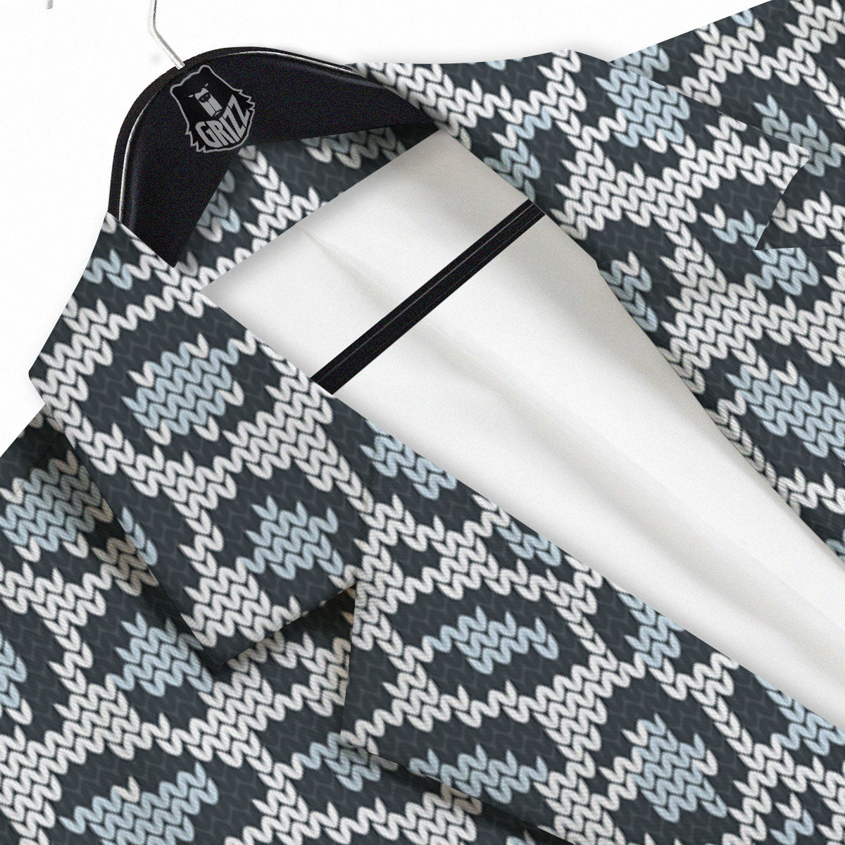 Knitted Snow Leopard Print Pattern Men's Sport Coat-grizzshop