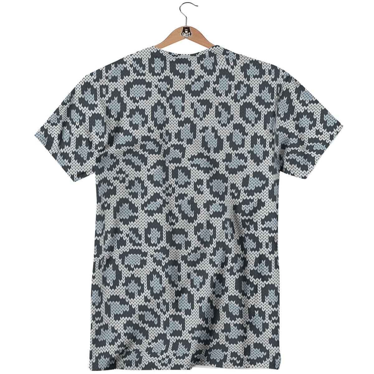 Knitted Snow Leopard Print Pattern T-Shirt-grizzshop